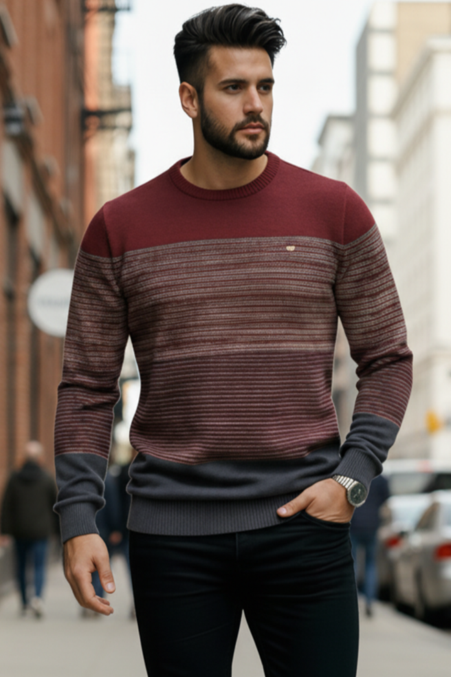 Sweter | Andrzej – Bordowy i Szary