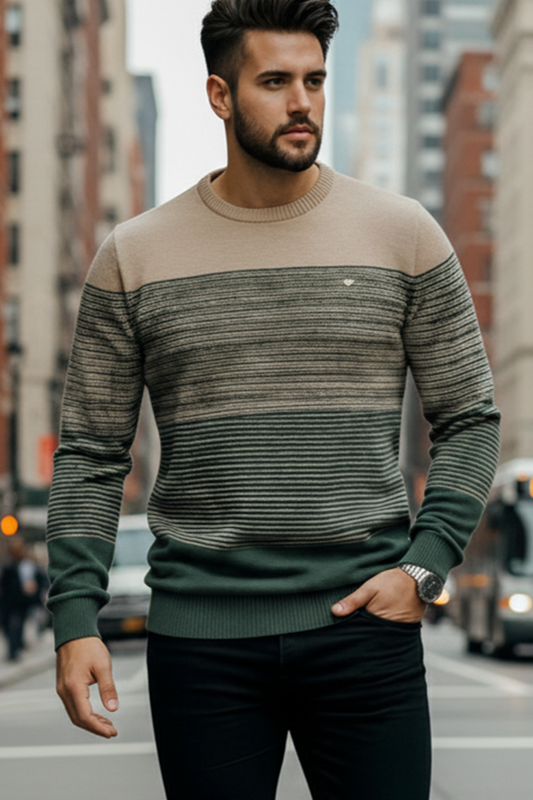 Sweter | Rafał – Beżowy i Zielony Gradient