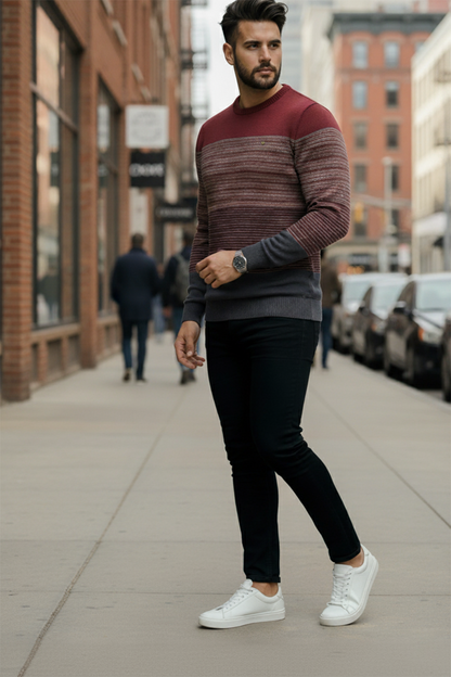 Sweter | Andrzej – Bordowy i Szary