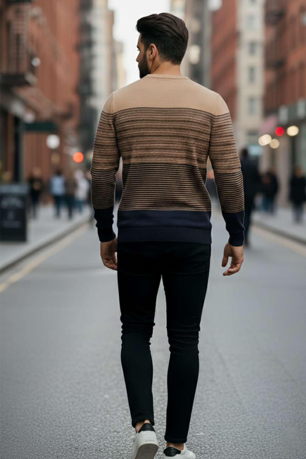 Sweter | Łukasz – Jasnobrązowy, Ciemnobrązowy i Granatowy