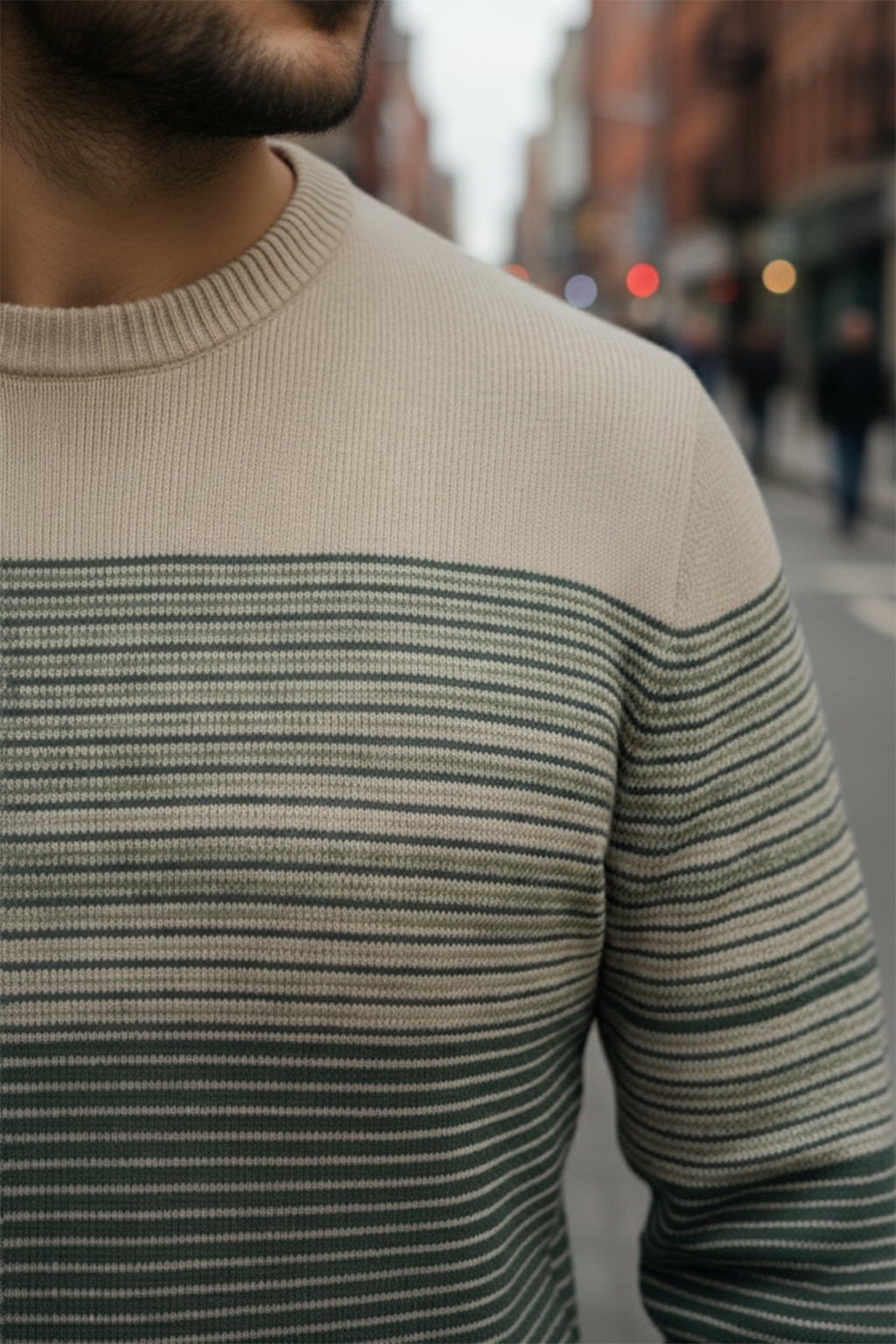 Sweter | Rafał – Beżowy i Zielony Gradient