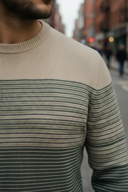 Sweter | Rafał – Beżowy i Zielony Gradient