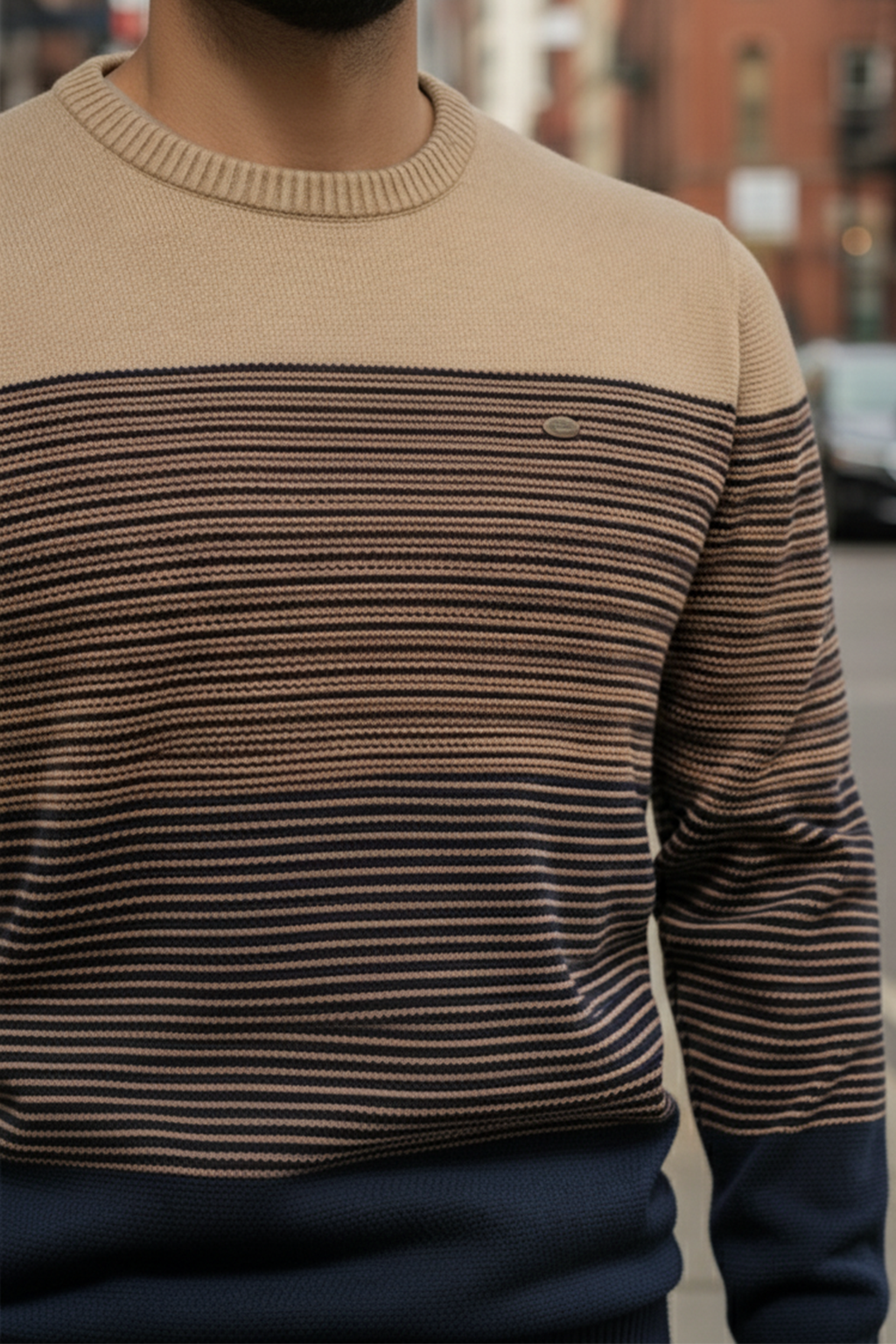 Sweter | Łukasz – Jasnobrązowy, Ciemnobrązowy i Granatowy