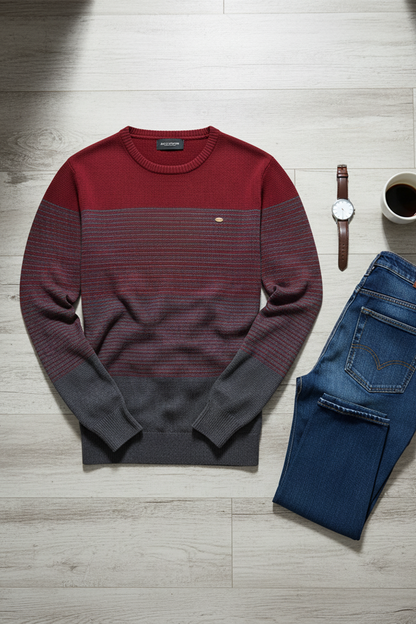 Sweter | Andrzej – Bordowy i Szary